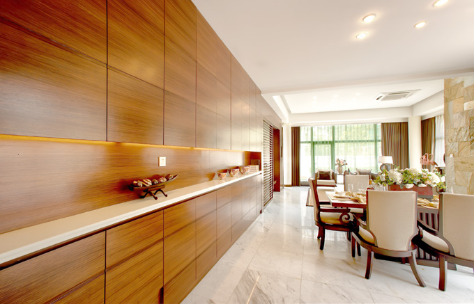 中式整體家具-木飾面餐邊柜 中式整體家具-木飾面餐邊柜